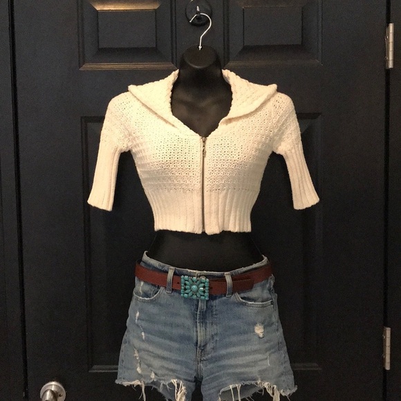 Guess cropped knitted hoodie ivory - Picture 4 of 4